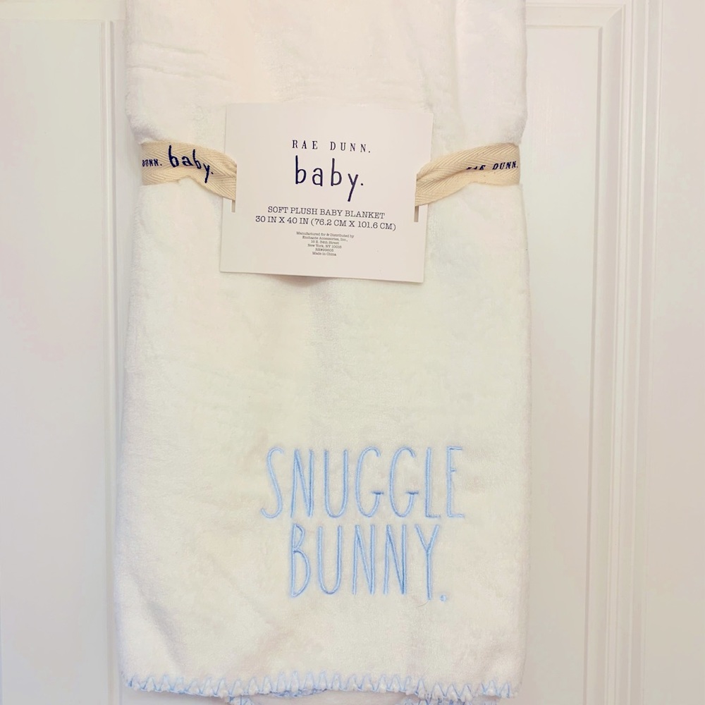 NEW!! Rae Dunn Plush baby blanket. Embroidered Snuggle Bunny. Very soft !